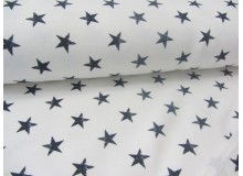 French Terry - weiß  jeansblau meliert Sterne